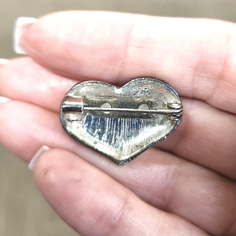 Hand Enameled Heart Flag Pin